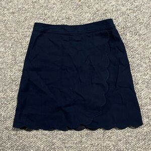 J. Crew Dark Blue Scalloped Mini Skirt